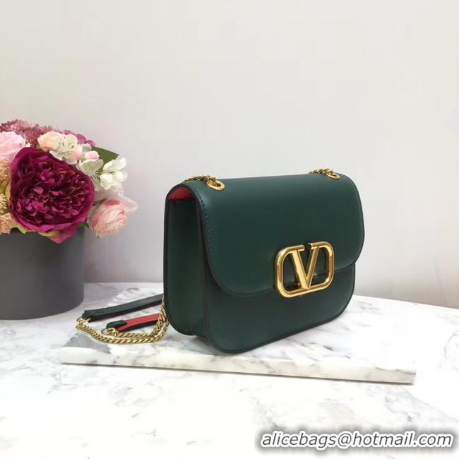 Best Luxury VALENTINO VLOCK Origianl leather shoulder bag 2222 green