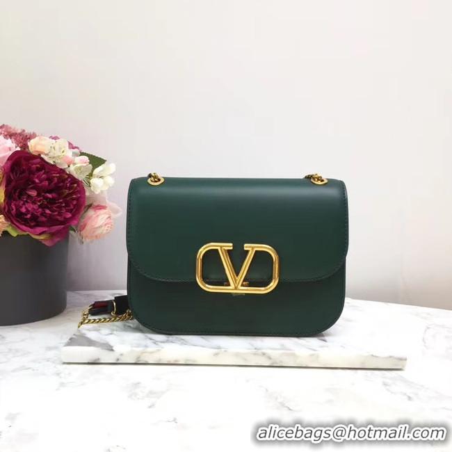 Best Luxury VALENTINO VLOCK Origianl leather shoulder bag 2222 green