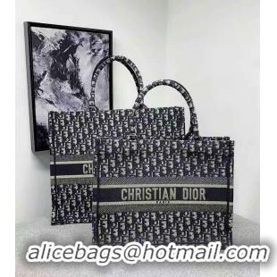 Good Looking DIOR BOOK TOTE BAG IN EMBROIDERED CANVAS C1287 dark blue