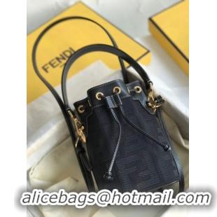 Top Design FENDI MON TRESOR Mini bag in black canvas 8BS010