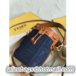 Traditional Discount FENDI MON TRESOR Mini bag in blue canvas 8BS010