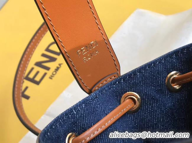 Traditional Discount FENDI MON TRESOR Mini bag in blue canvas 8BS010