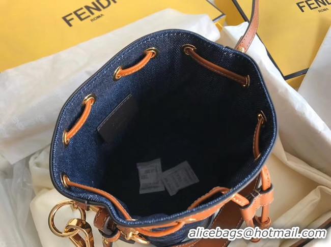 Traditional Discount FENDI MON TRESOR Mini bag in blue canvas 8BS010