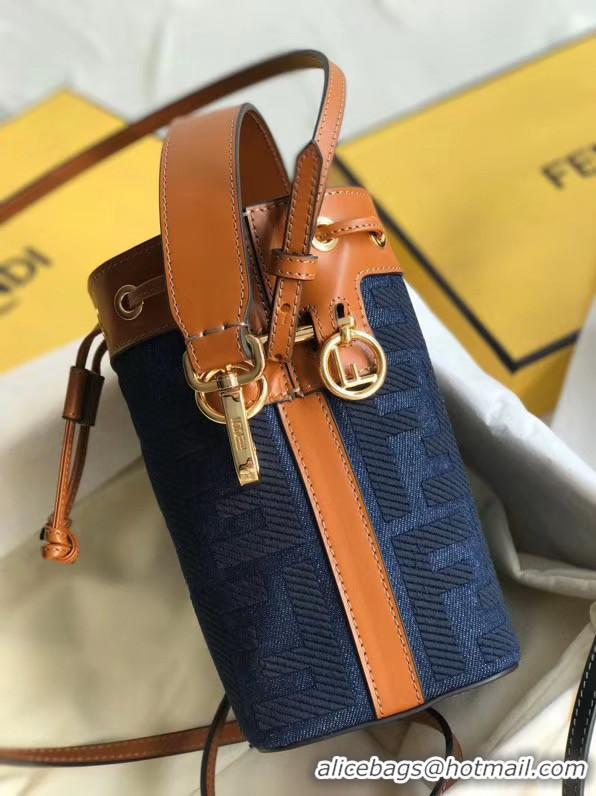 Traditional Discount FENDI MON TRESOR Mini bag in blue canvas 8BS010