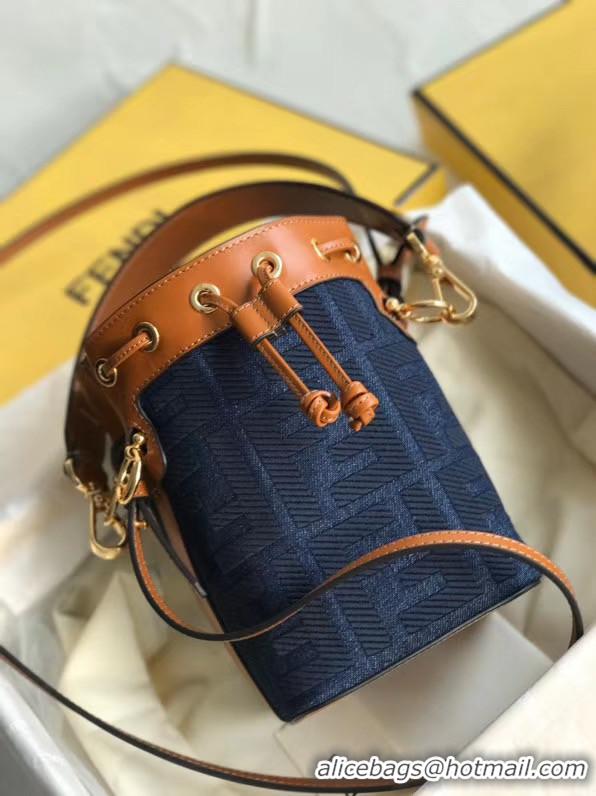 Traditional Discount FENDI MON TRESOR Mini bag in blue canvas 8BS010