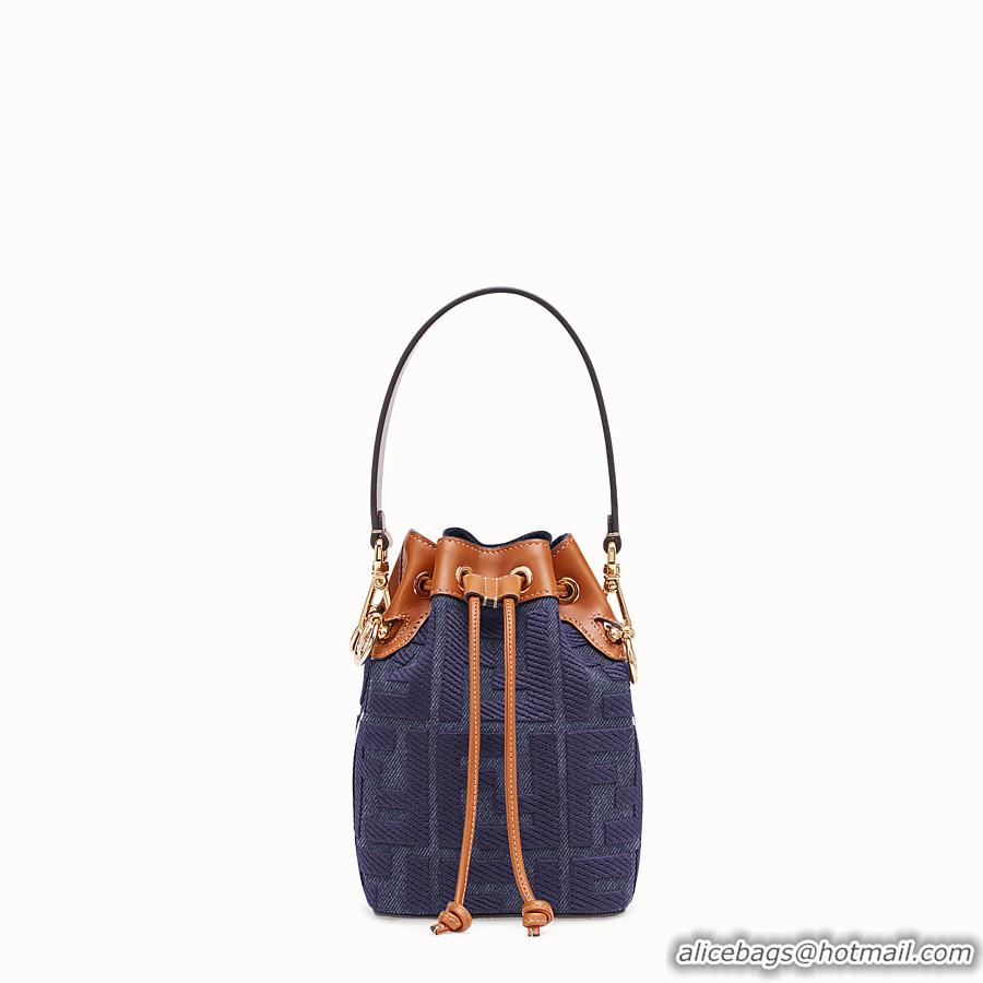 Traditional Discount FENDI MON TRESOR Mini bag in blue canvas 8BS010