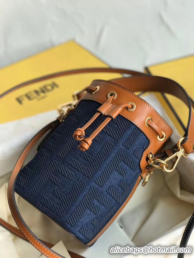 Traditional Discount FENDI MON TRESOR Mini bag in blue canvas 8BS010