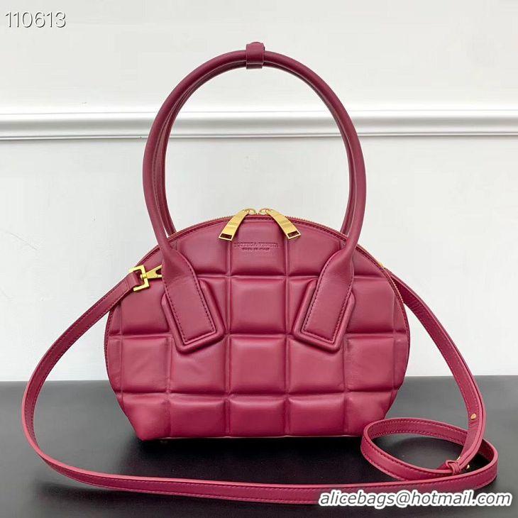 Famous Faux Bottega Veneta Original Woven Leather Square Shell Bag BV67130 Wine