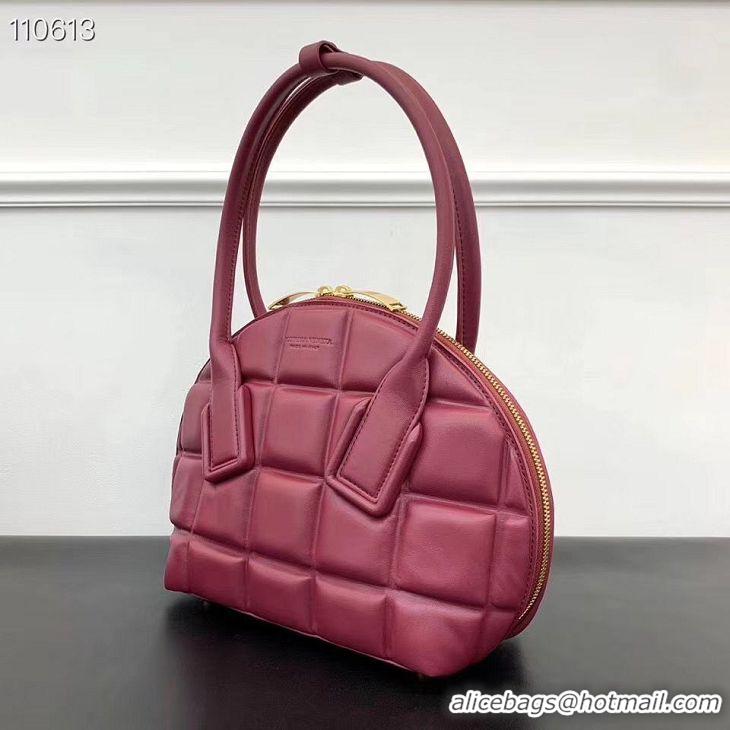 Famous Faux Bottega Veneta Original Woven Leather Square Shell Bag BV67130 Wine