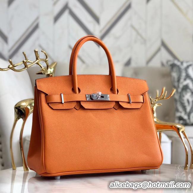 Promotional Hermes original Epsom Leather HB35O orange&silver Metal