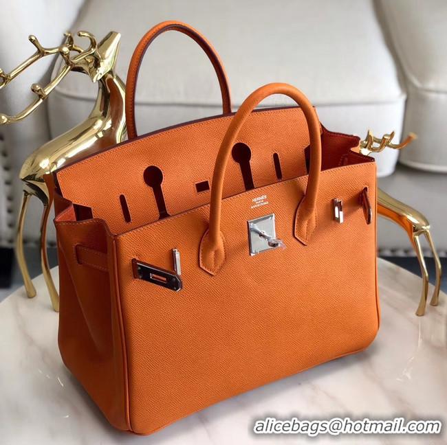 Promotional Hermes original Epsom Leather HB35O orange&silver Metal