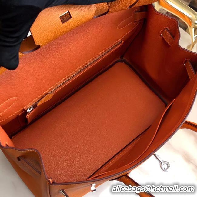 Promotional Hermes original Epsom Leather HB35O orange&silver Metal