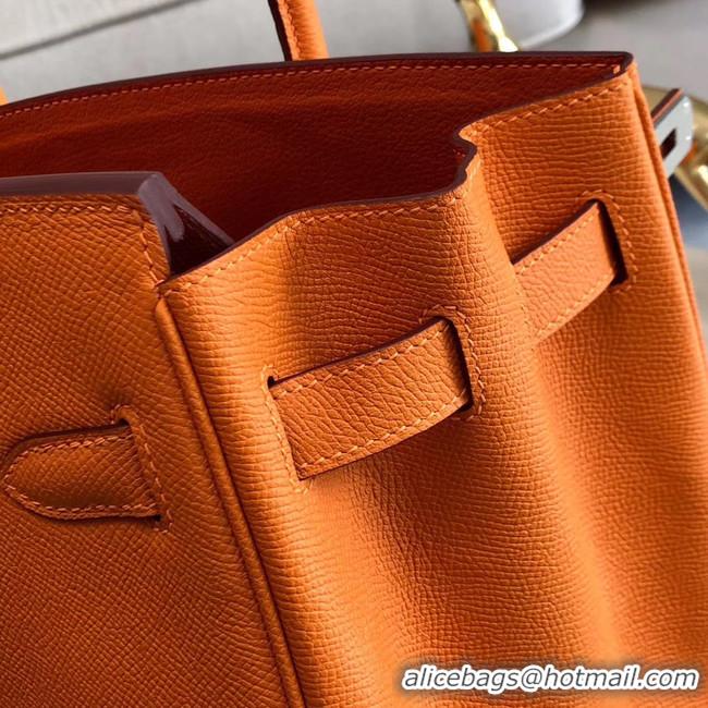 Promotional Hermes original Epsom Leather HB35O orange&silver Metal