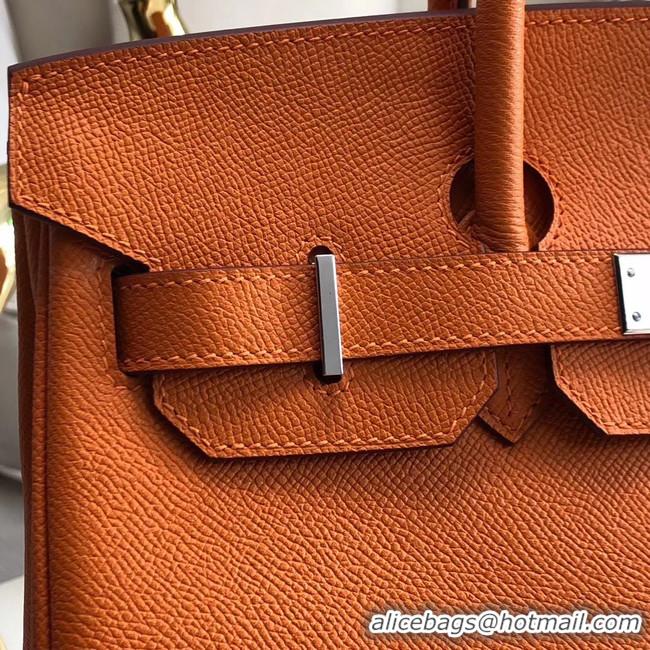 Promotional Hermes original Epsom Leather HB35O orange&silver Metal