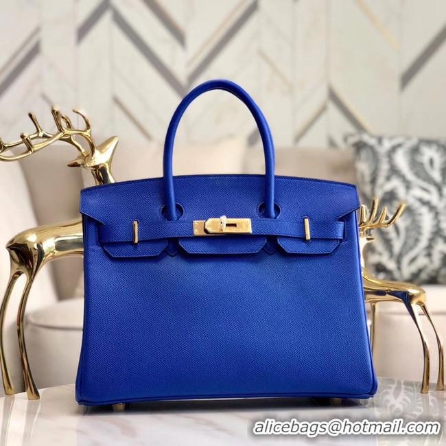 Discount Hermes original Epsom Leather HB35O Electro optic blue&gold Metal