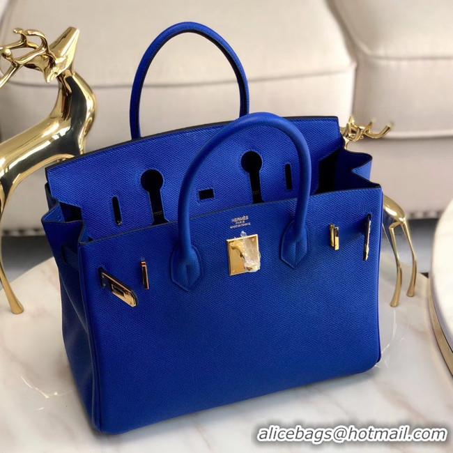 Discount Hermes original Epsom Leather HB35O Electro optic blue&gold Metal