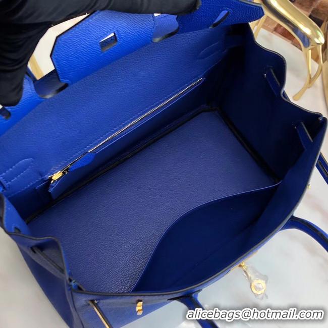 Discount Hermes original Epsom Leather HB35O Electro optic blue&gold Metal