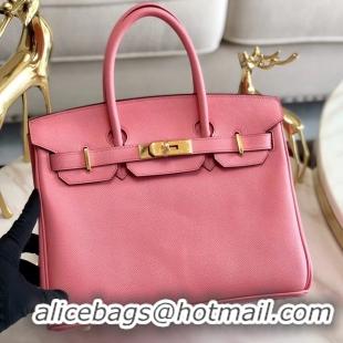 Low Price Hermes original Epsom Leather HB35O pink&gold Metal