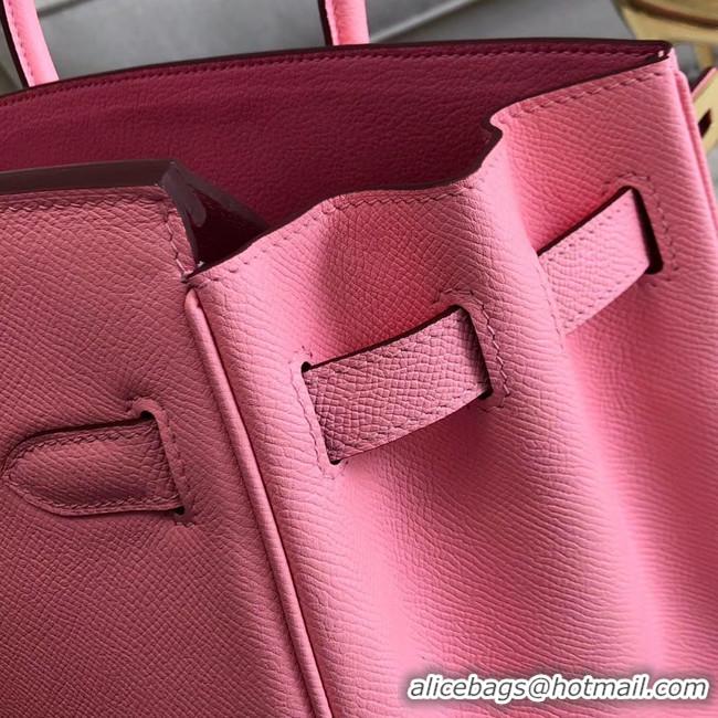 Low Price Hermes original Epsom Leather HB35O pink&gold Metal