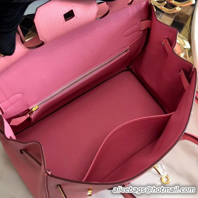 Low Price Hermes original Epsom Leather HB35O pink&gold Metal