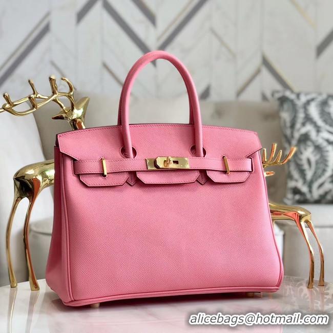 Low Price Hermes original Epsom Leather HB35O pink&gold Metal