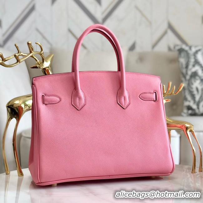 Low Price Hermes original Epsom Leather HB35O pink&gold Metal