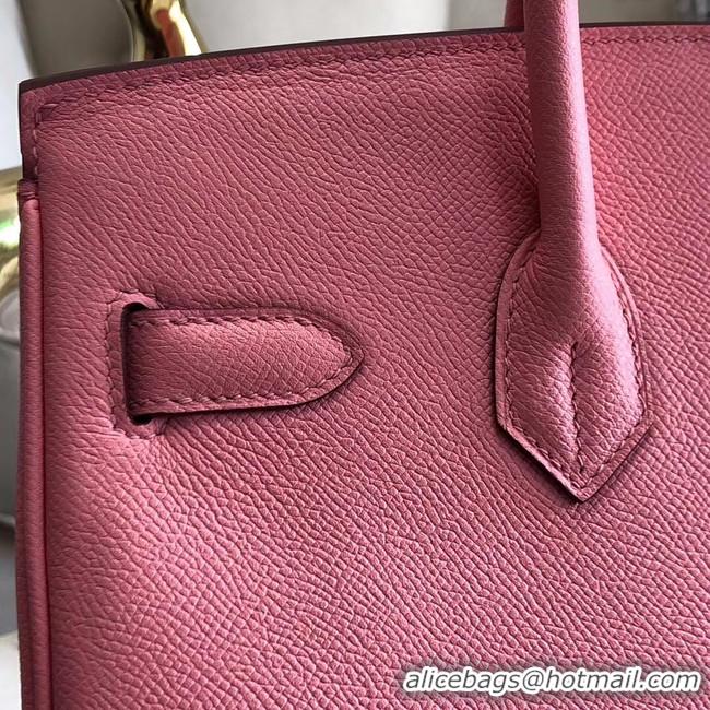 Top Quality Hermes original Epsom Leather HB35O pink&silver Metal