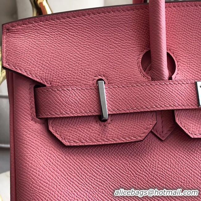 Top Quality Hermes original Epsom Leather HB35O pink&silver Metal