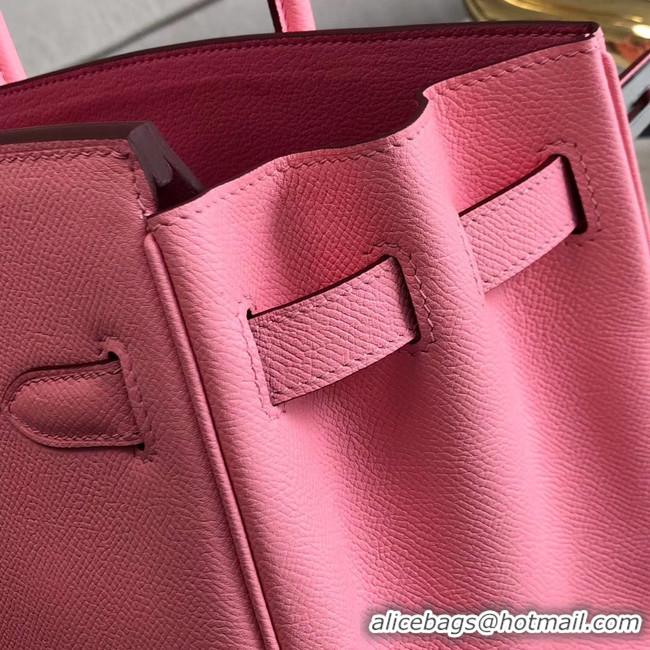 Top Quality Hermes original Epsom Leather HB35O pink&silver Metal