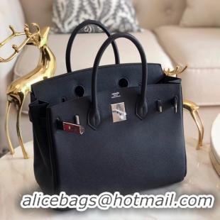 Unique Style Hermes original Epsom Leather HB35O black&silver Metal