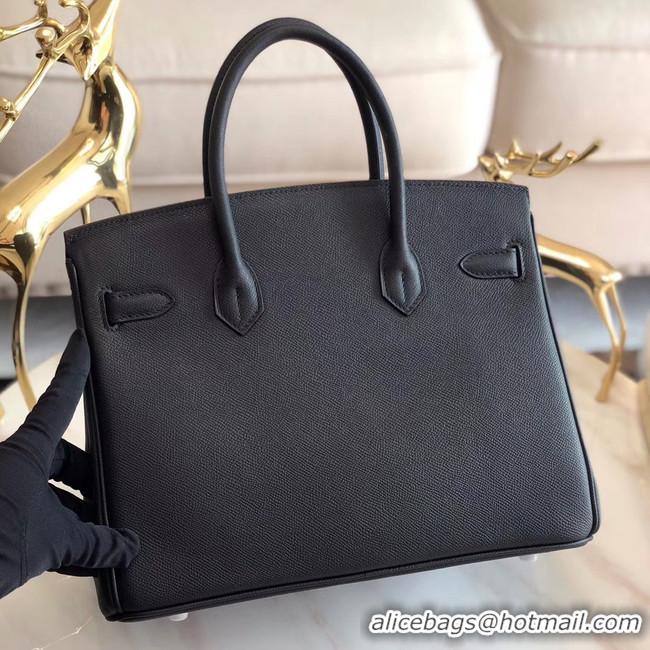 Unique Style Hermes original Epsom Leather HB35O black&silver Metal