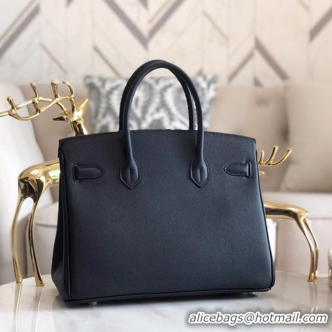 Unique Style Hermes original Epsom Leather HB35O black&silver Metal