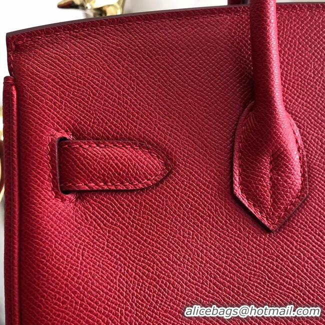 Chic Reproduction Hermes original Epsom Leather HB35O red&gold Metal