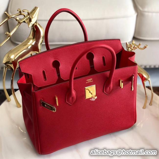 Chic Reproduction Hermes original Epsom Leather HB35O red&gold Metal