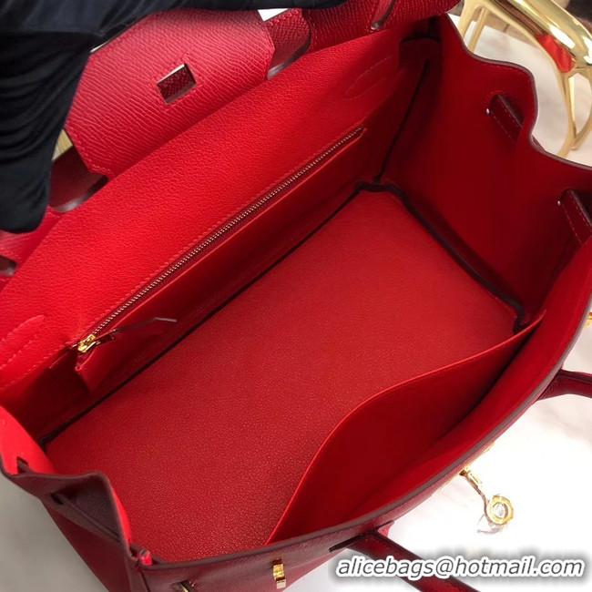 Chic Reproduction Hermes original Epsom Leather HB35O red&gold Metal