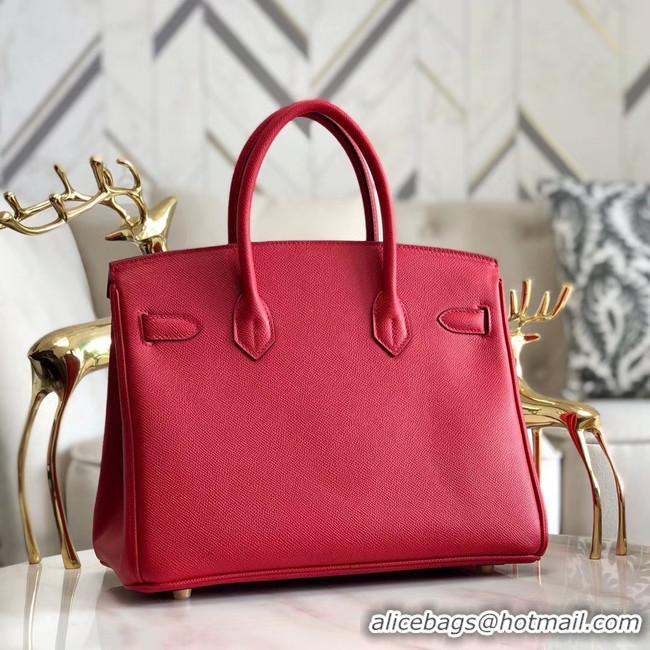 Chic Reproduction Hermes original Epsom Leather HB35O red&gold Metal