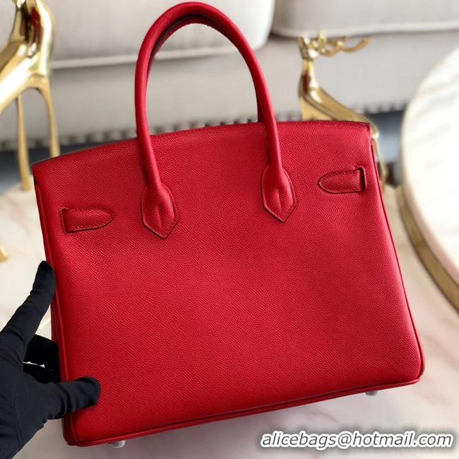 Traditional Discount Hermes original Epsom Leather HB35O red&silver Metal