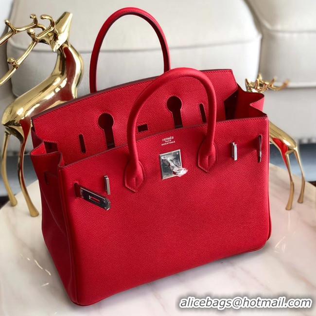 Traditional Discount Hermes original Epsom Leather HB35O red&silver Metal