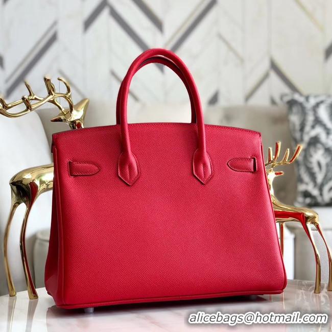 Traditional Discount Hermes original Epsom Leather HB35O red&silver Metal