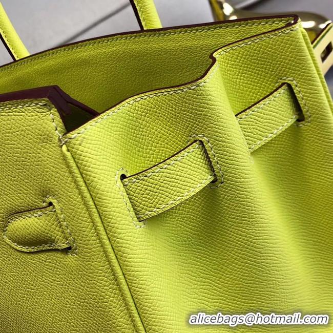 Top Grade Hermes original Epsom Leather HB35O lemon&gold Metal