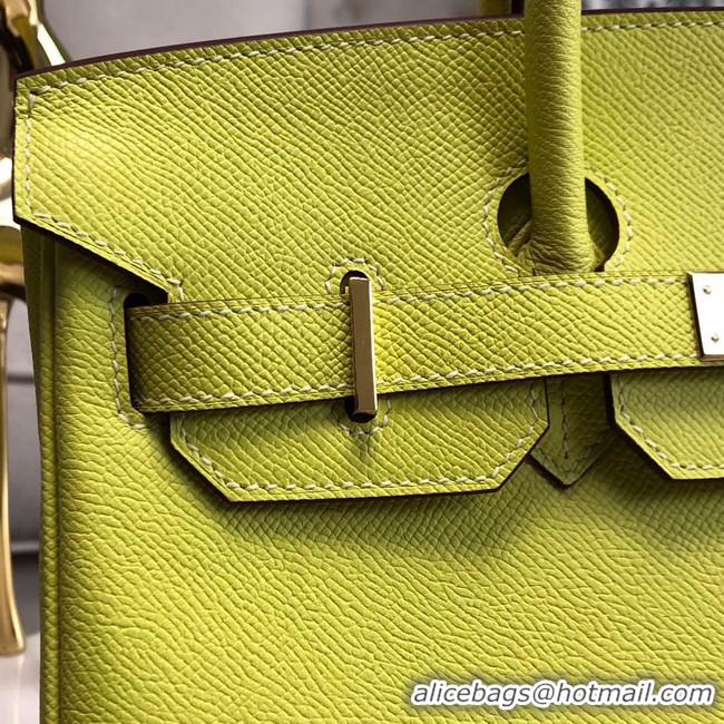 Top Grade Hermes original Epsom Leather HB35O lemon&gold Metal