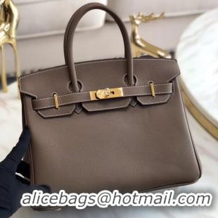 Market Sells Hermes original Epsom Leather HB35O grey&gold Metal