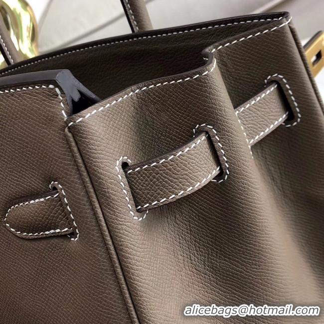 Market Sells Hermes original Epsom Leather HB35O grey&gold Metal