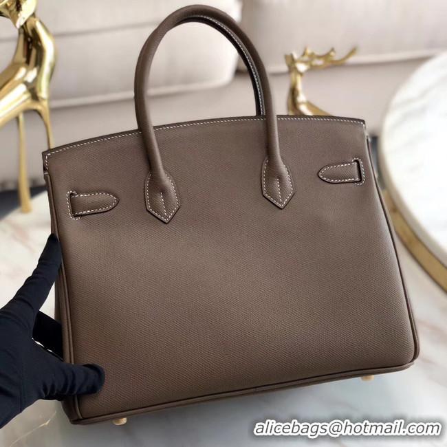 Market Sells Hermes original Epsom Leather HB35O grey&gold Metal