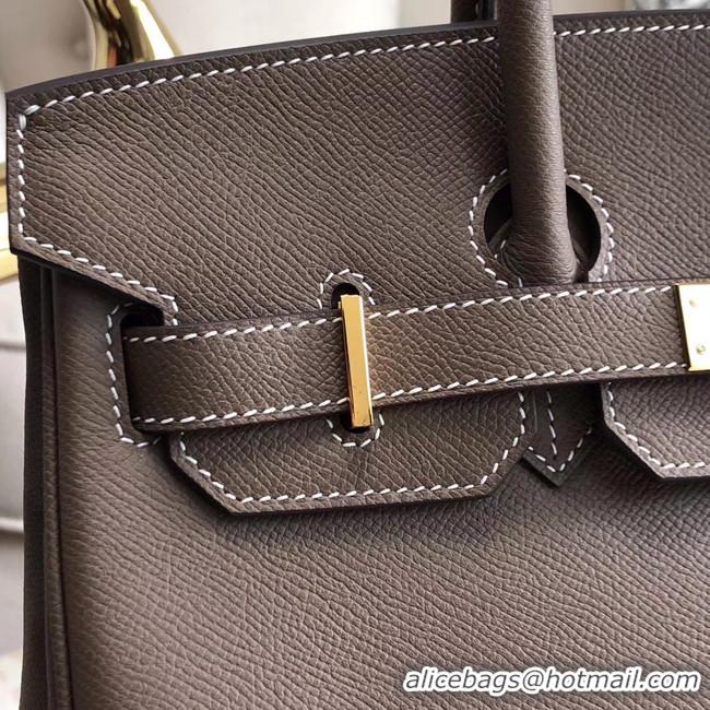 Market Sells Hermes original Epsom Leather HB35O grey&gold Metal