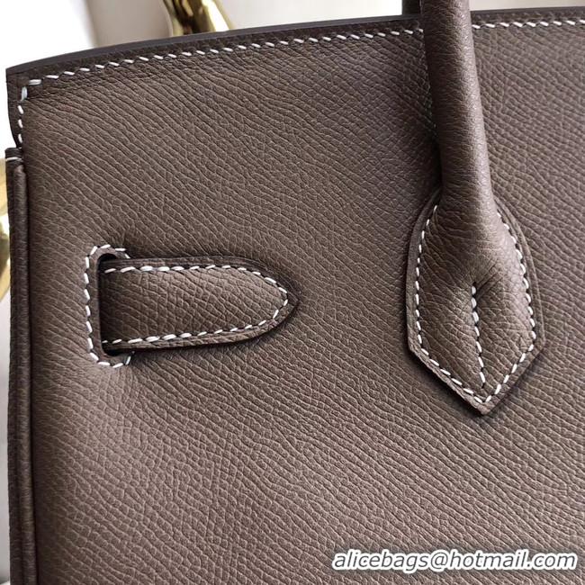 Market Sells Hermes original Epsom Leather HB35O grey&gold Metal