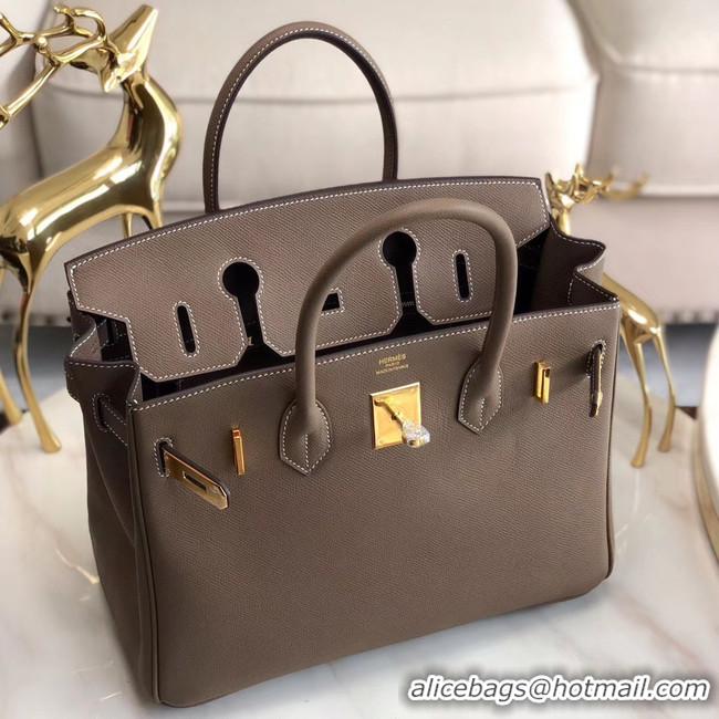 Market Sells Hermes original Epsom Leather HB35O grey&gold Metal