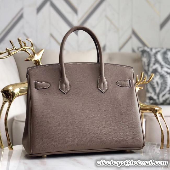 Market Sells Hermes original Epsom Leather HB35O grey&gold Metal