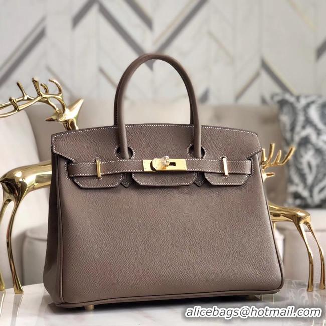 Market Sells Hermes original Epsom Leather HB35O grey&gold Metal