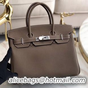 Top Quality Hermes original Epsom Leather HB35O grey&silver Metal